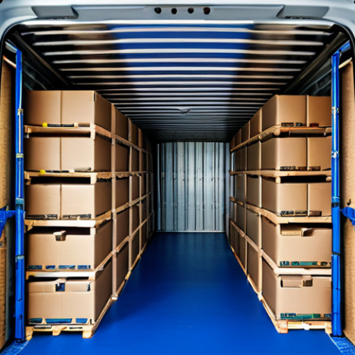 Home 27 대형 트럭의 적재 공간 활용 팁 - Efficient Truck Loading**
"Interior of a cargo truck, professionally loaded with cardboard boxes of...