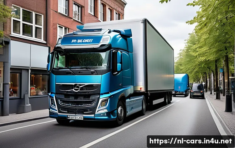 대형 트럭의 최신 안전 기술 - **Prompt:** "A modern, professional European heavy-duty truck (e.g., DAF, Volvo, or Mercedes-Benz) n...