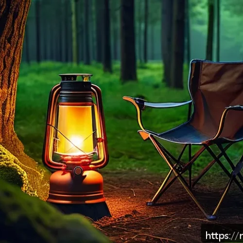 Home 11 트레일러의 캠핑 액세서리 추천 - A serene outdoor camping scene in a Dutch forest clearing during early evening, featuring a lightwei...