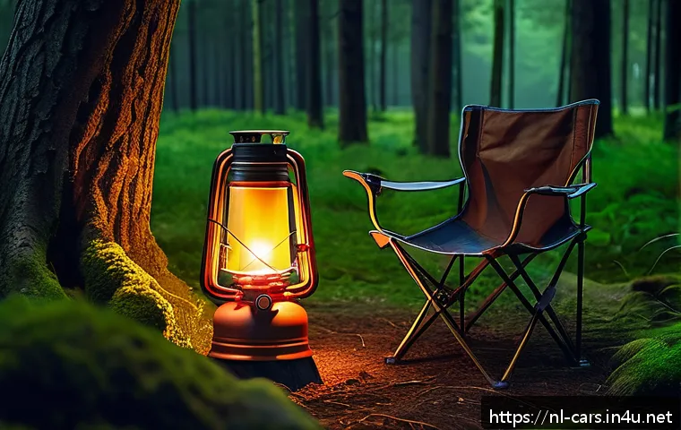 트레일러의 캠핑 액세서리 추천 - A serene outdoor camping scene in a Dutch forest clearing during early evening, featuring a lightwei...